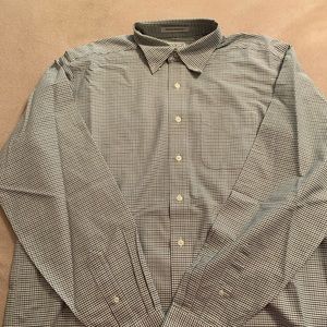 LL Bean green and navy gingham shirt
